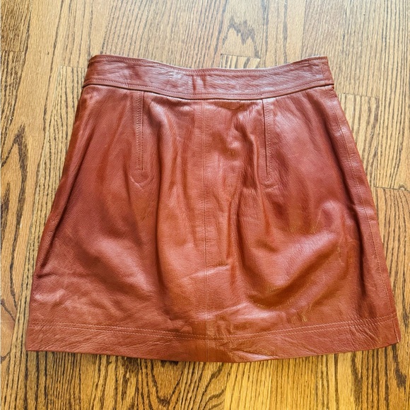 veronica beard brown leather mini skirt size 0 - Picture 5 of 6